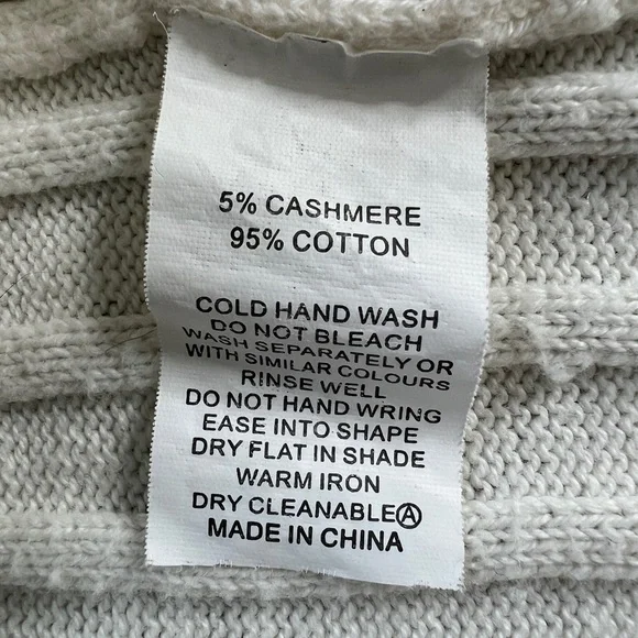 Zaket & Plover Cashmere Blend Ribbed Sweater Cream Grey Soft Long sz S/M - Picture 11 of 11